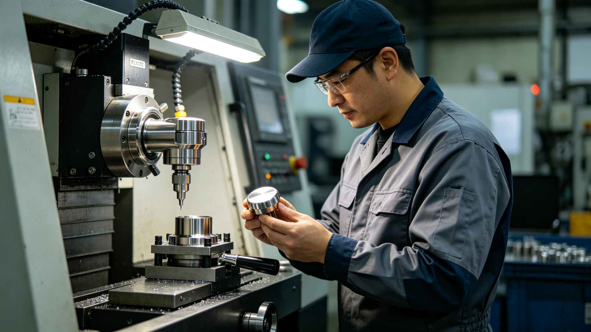 Cenhong CNC machining workshop with technician inspecting espresso tool parts